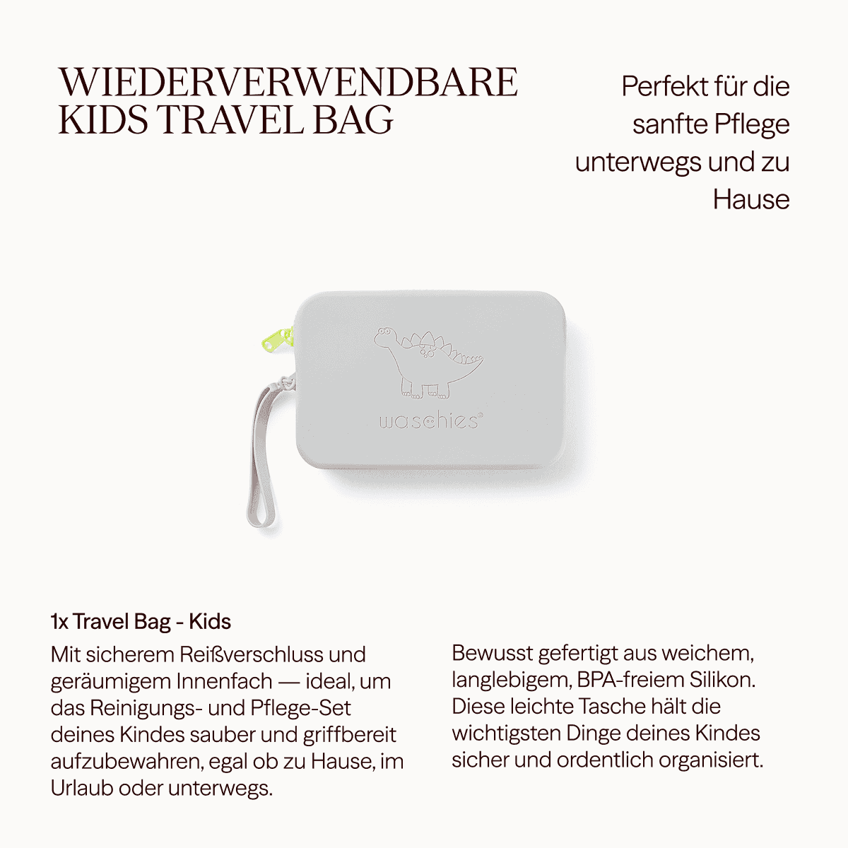 Wiederverwendbare Kosmetikbag - Kids Grey