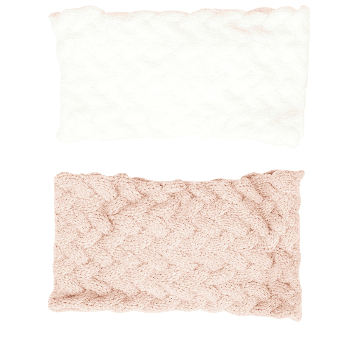 Knitted hairband offwhite and pink, duopack