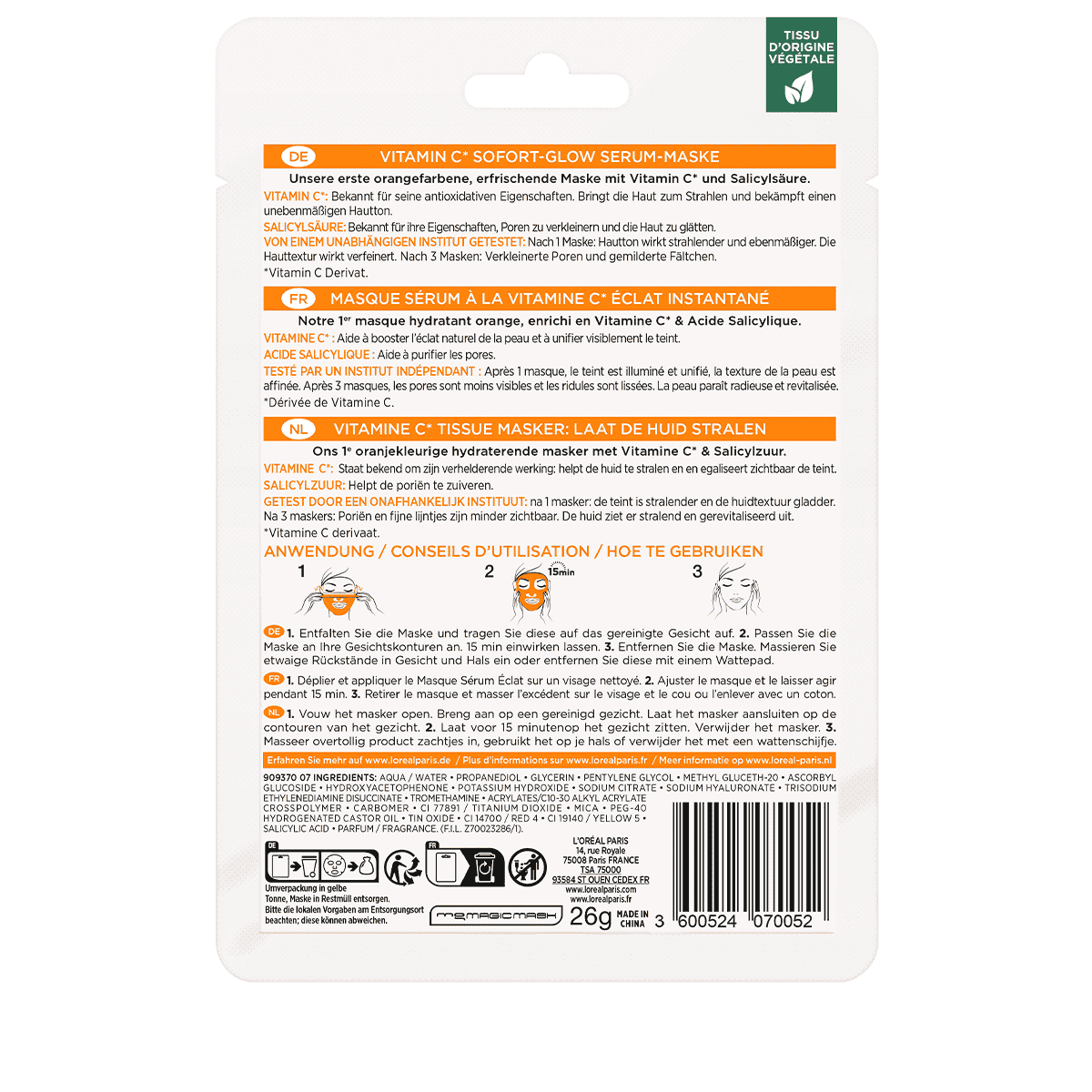 Clinical Masque Tissue à la Vitamine C éclat immédiat