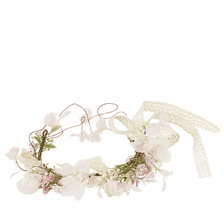 Couronne de cheveux avec des fleurs, des rubans et un clip