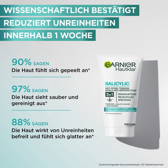 Hautklar 3-in-1 Reinigung + Peeling + Maske