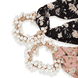 Beaded scrunchie with ribbon, dusty rose and black, 2 pieces