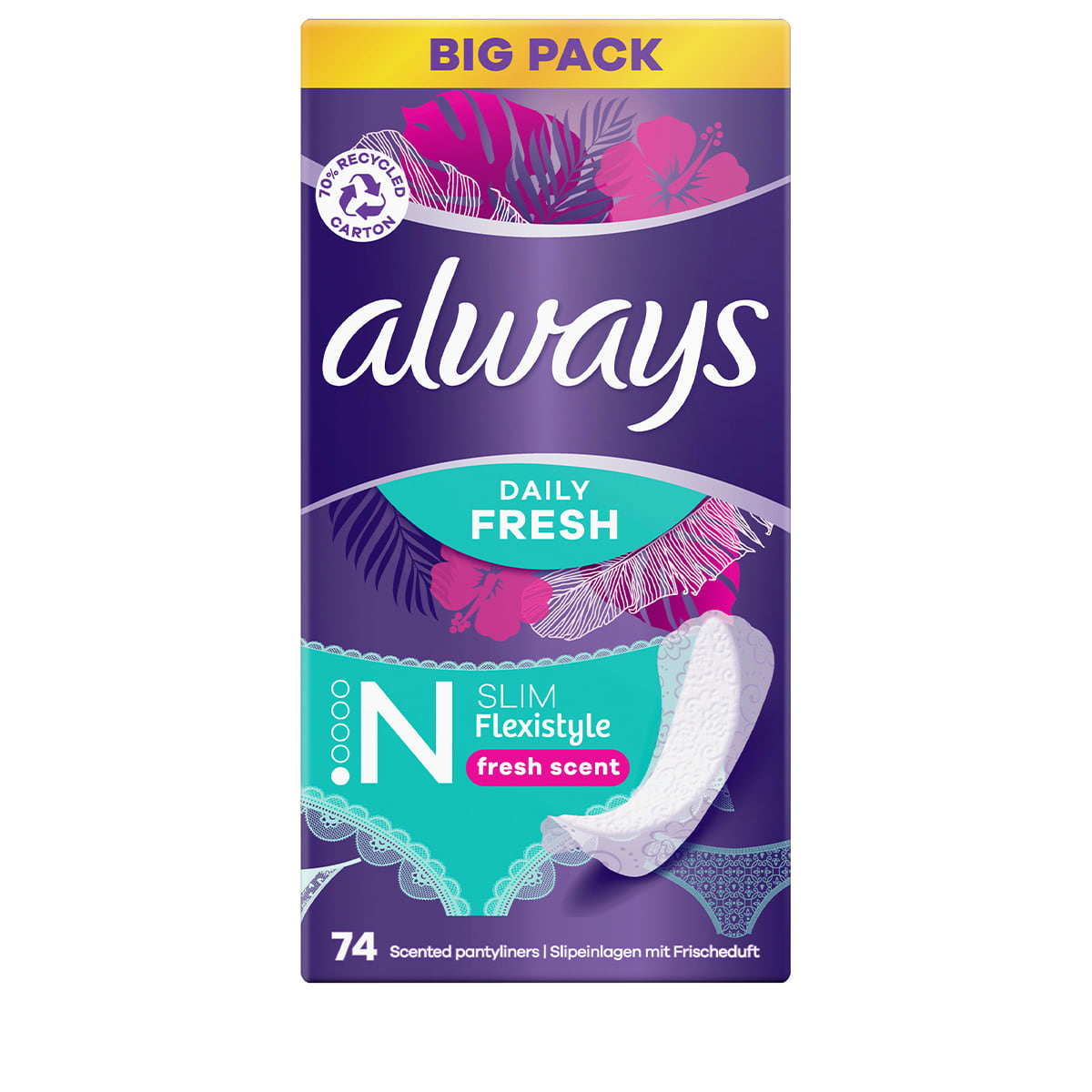 Pantyliners Flexistyle Slim Fresh Scent Big Pack - 74 Pcs.