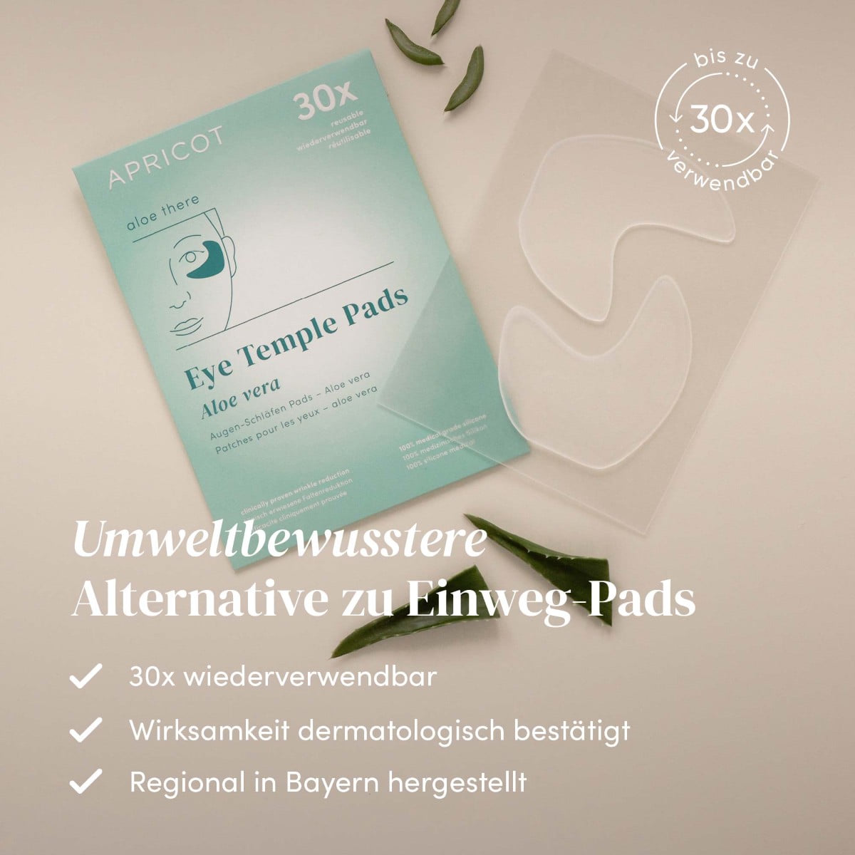 Wiederverwendbare Augen-Schläfen Pads mit Aloe Vera