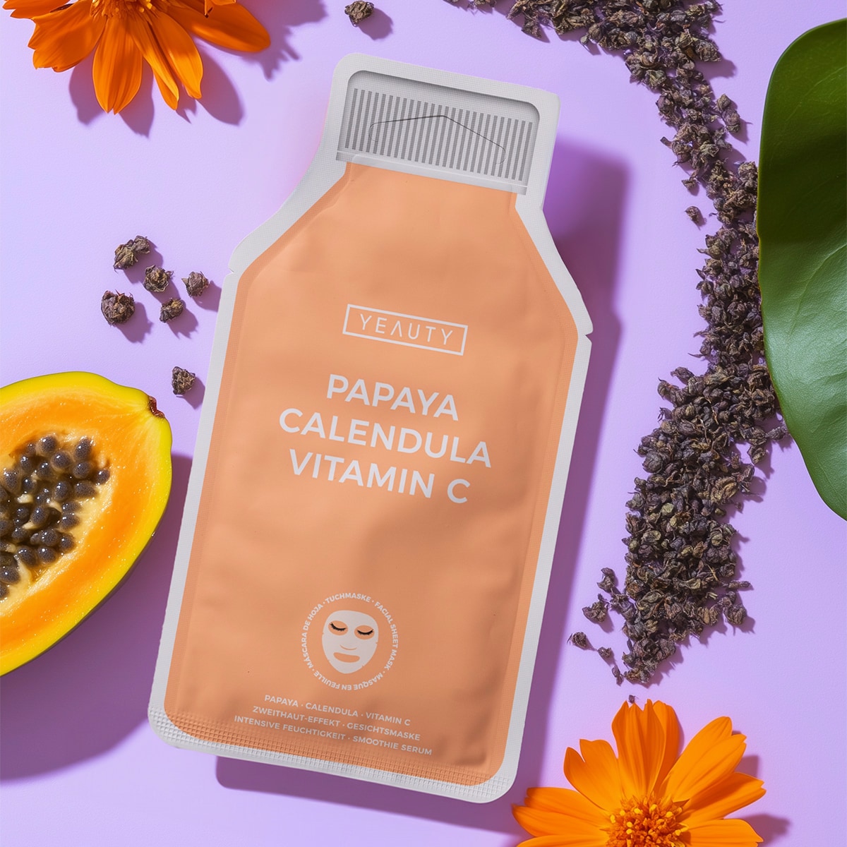 Tuchmaske Papaya, Calendula, Vitamin C