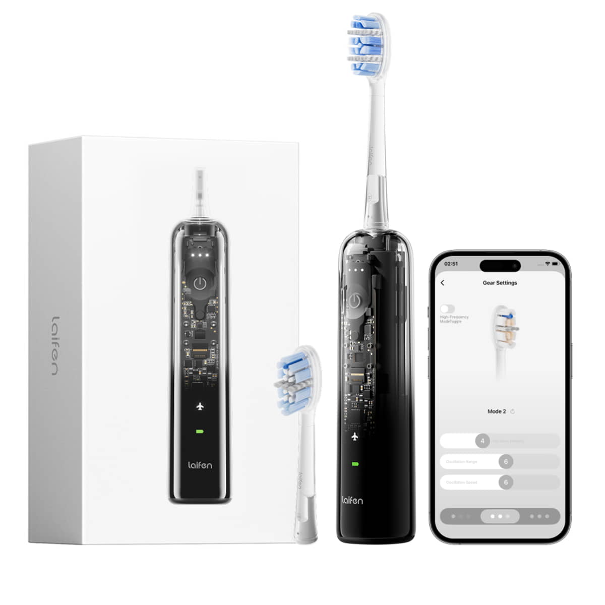 Wave Pro Electric Toothbrush ABS Transparent Black