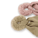 Fausse Fourrure Scrunchie avec Noeud en Satin - rose et beige
