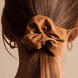 Leather Scrunchie Narrow Camel