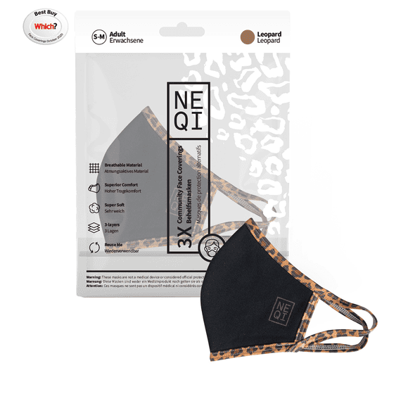 3er Set Stoffmasken Leopard S-M