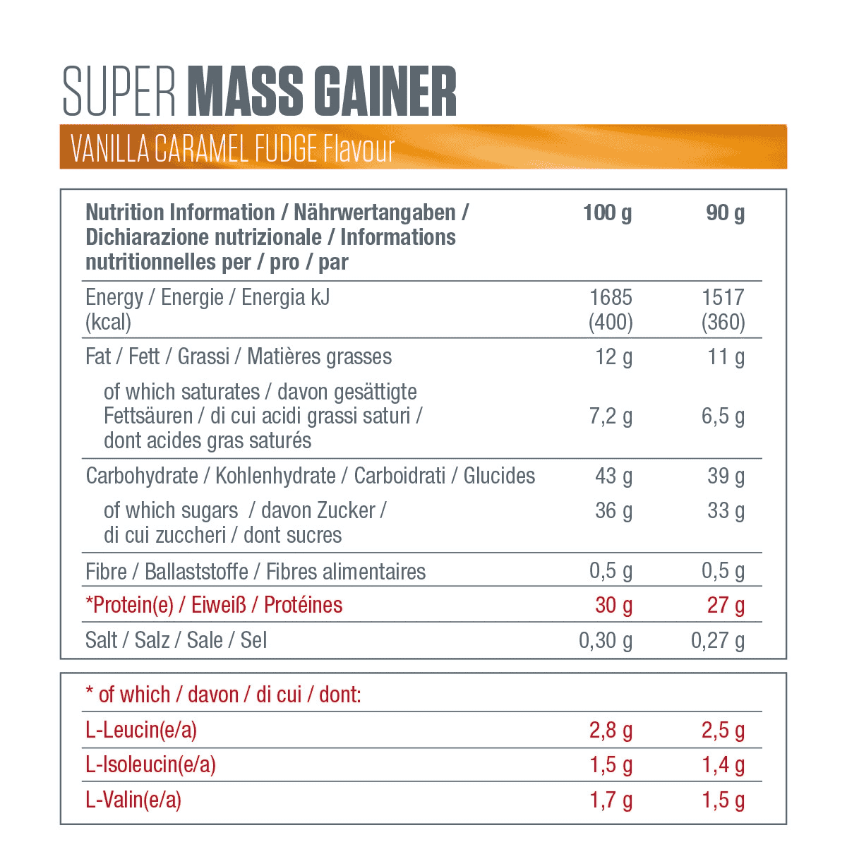 Super Mass Gainer Bar - Vanilla Caramel Fudge