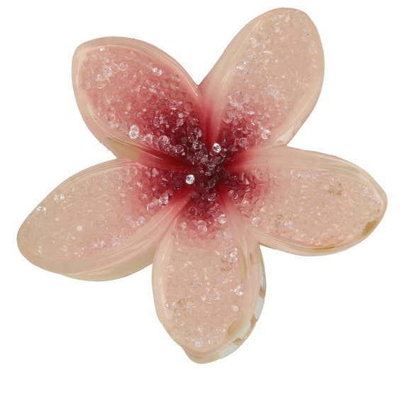 Lotus Haarklemme mit Kristalleffekt - Rosa
