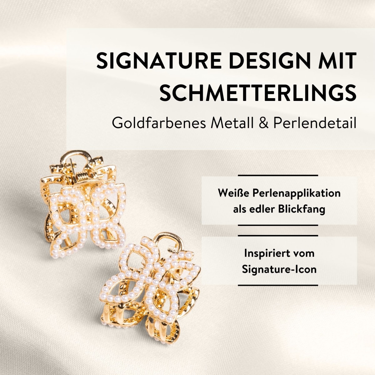 Haarklammer Metall mit Perlen 2 Stk