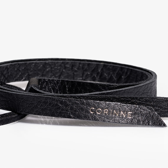 Leather Band Short Narrow Black