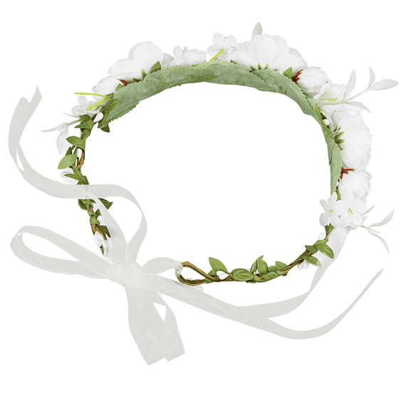 Couronne de fleurs avec nœud pour enfants, blanc