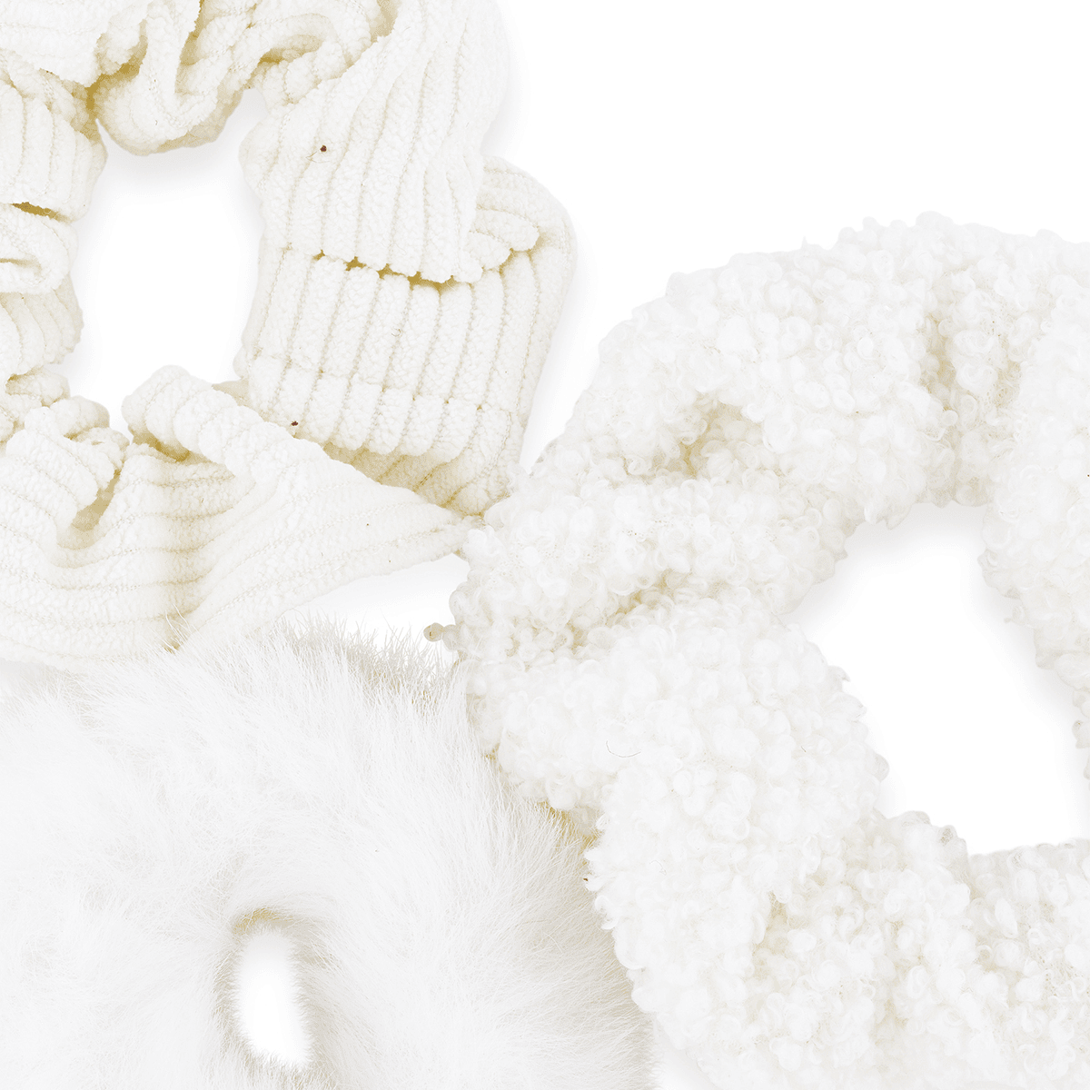 Scrunchies in manchester, Terry and Teddy fabric, offwhite, triopack
