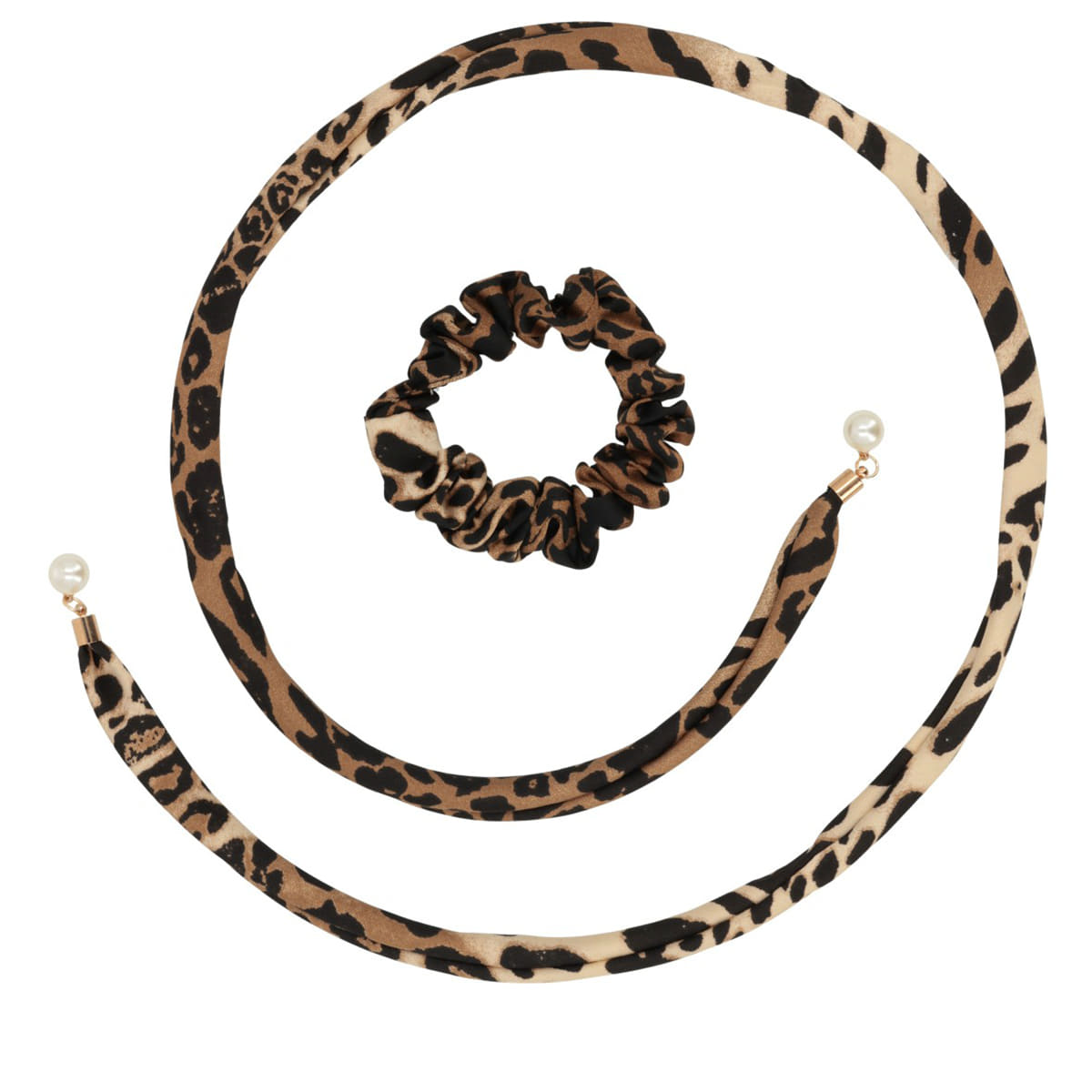 Scrunchie Set mit Bänder - Schwarz, Leo