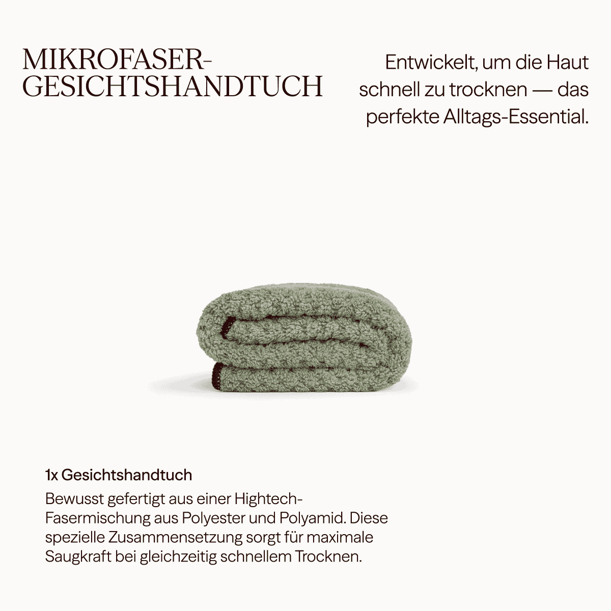 Ultrasaugstarkes Handtuch Gesicht - Khaki