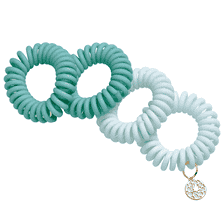 Sprial hair tie yoga 4 cm 4 pieces, matt, light mint and mint