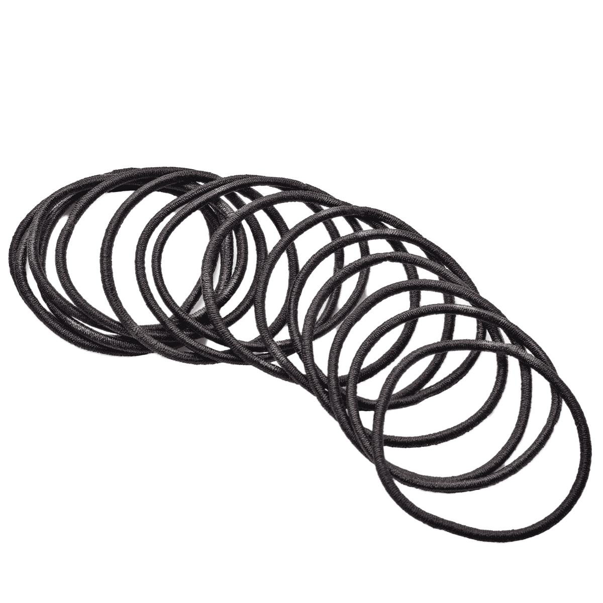 Hair elastic, without metal closure, thin, black, 15 pcs.