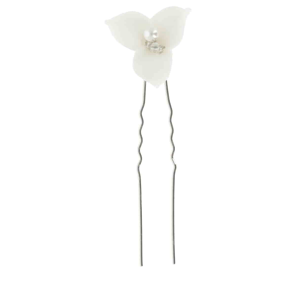 Épingles À Cheveux Avec Fleurs En Céramique & Perles - Argenté