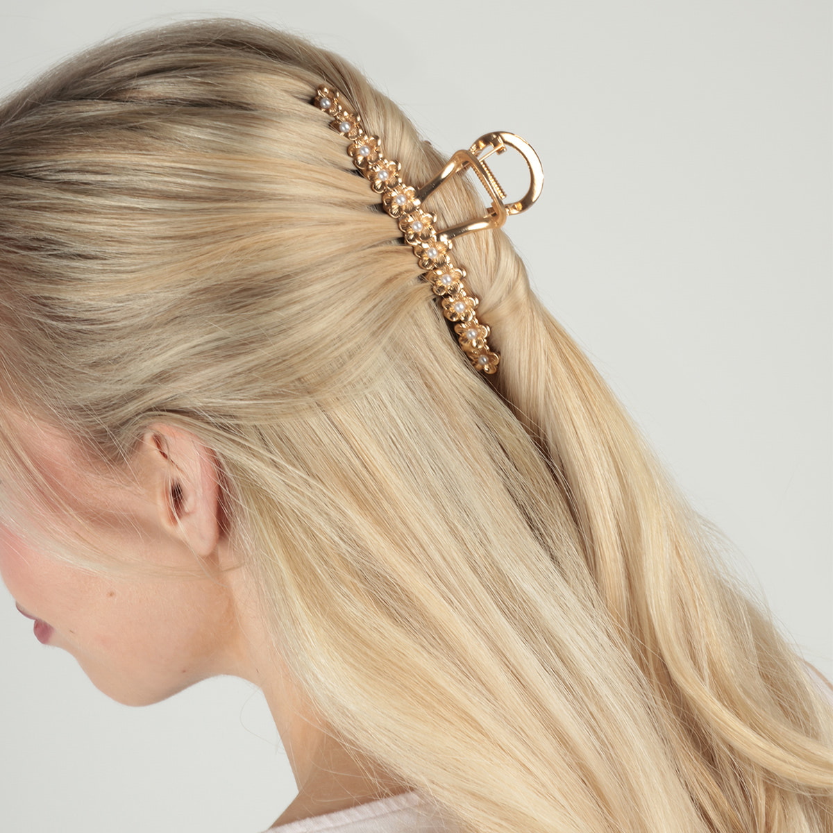 Klemme mit Perlen - Gold