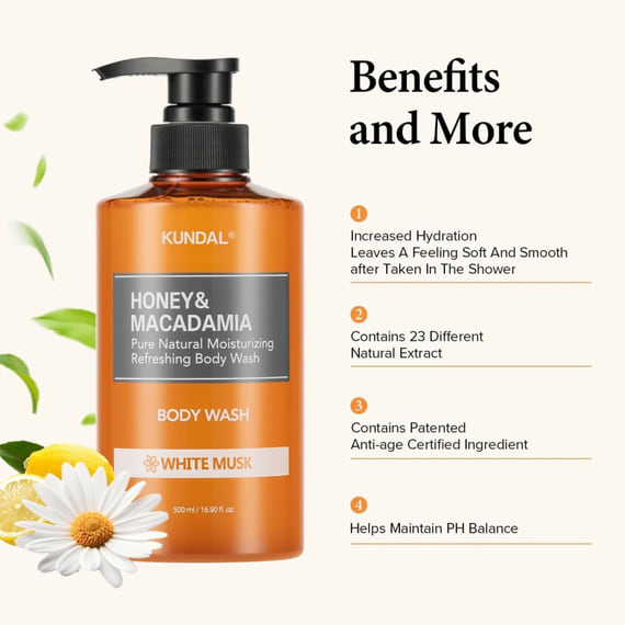 Honey and Macadamia Pure Body Wash - White Musk