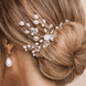 Epingle à cheveux avec perles et pierres, coloris argenté
