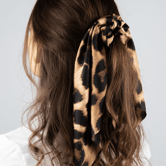 Scrunchies plain and in leo print, with bow