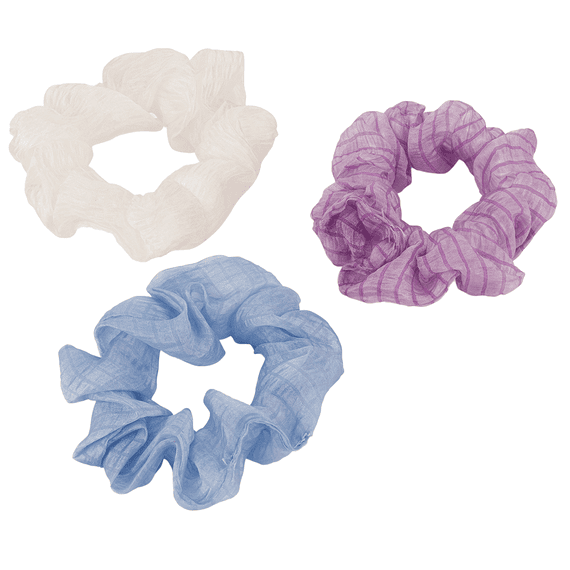 Transparent scrunchie with twisted elastic, 7 cm diameter, 3 pieces