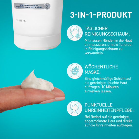 3in1 Tonerde-zu-Schaum Reinigung