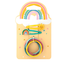 Haarspangen- und Haargummi-Set Regenbogen