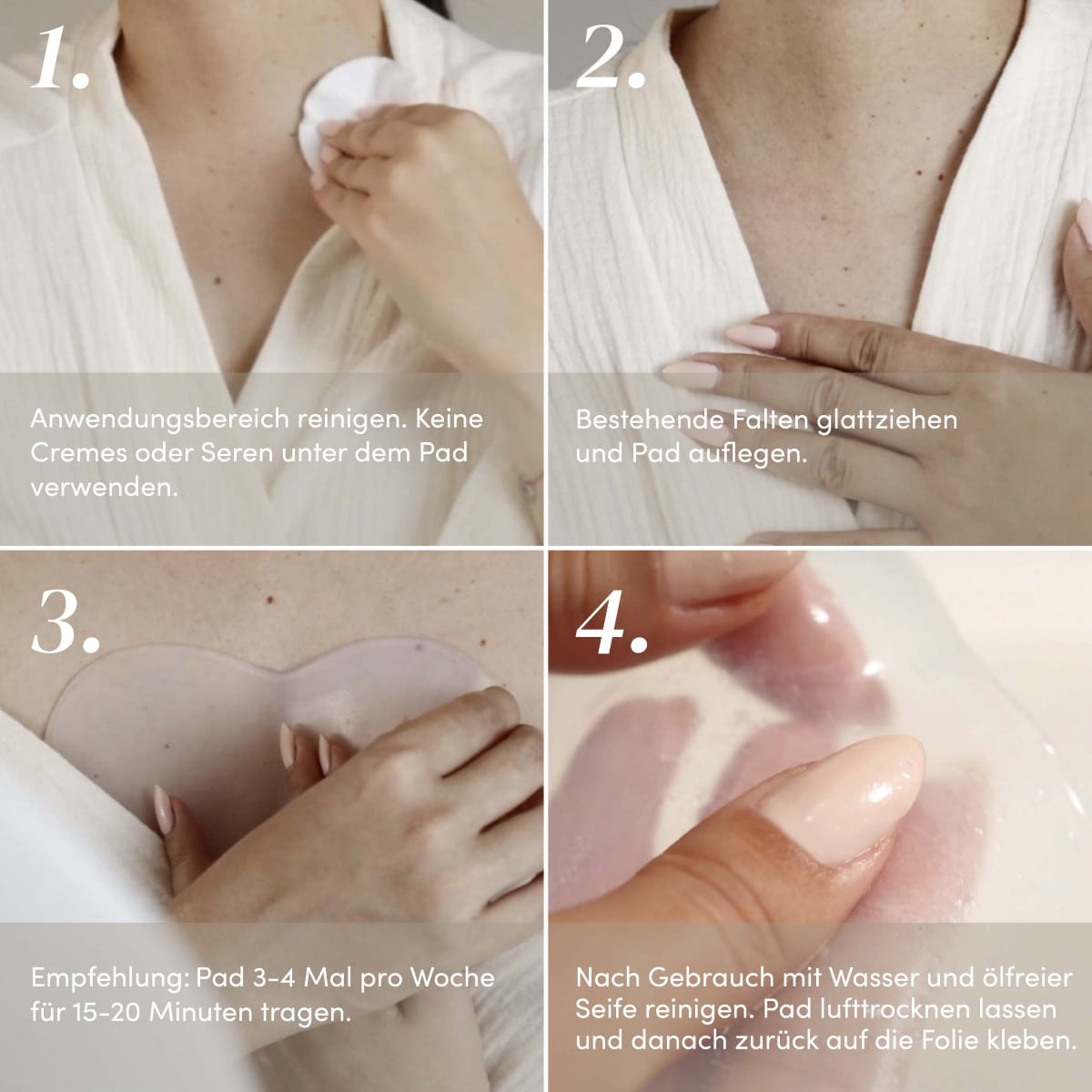 Wiederverwendbare Décolleté Pads mit Vitamin C