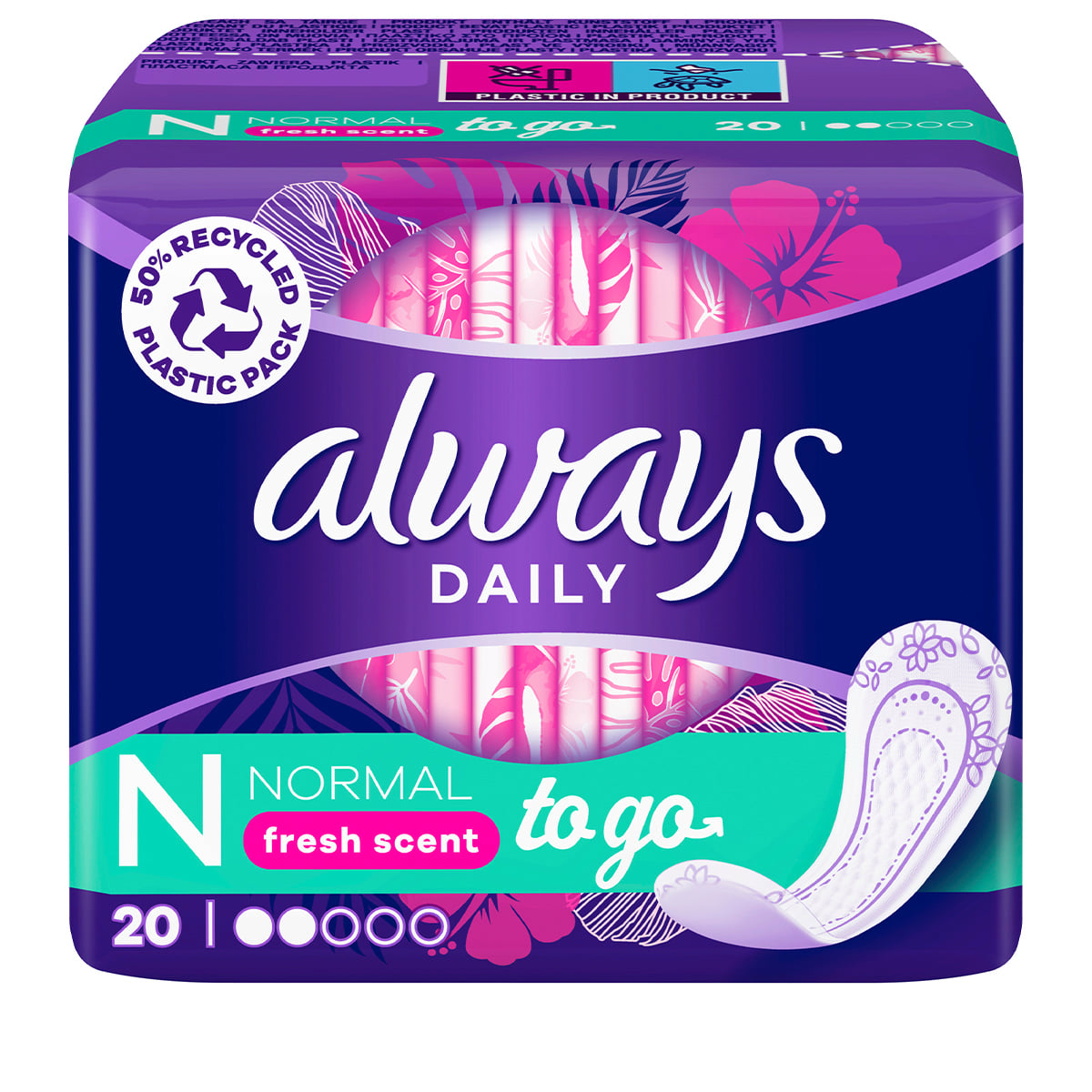 Pantyliners Normal Fresh Scent To Go - 20 Pcs.