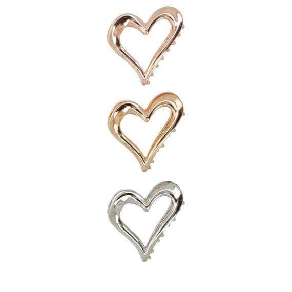 Set Of Heart Hair Clips - Rose Gold, Gold, Silver