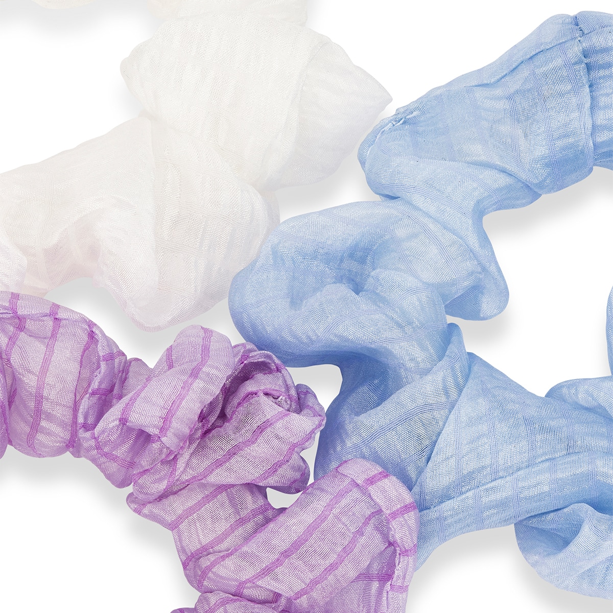 Transparent scrunchie with twisted elastic, 7 cm diameter, 3 pieces