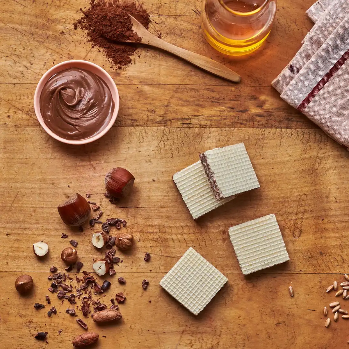 Gaufrette fourrée à la crème au cacao
