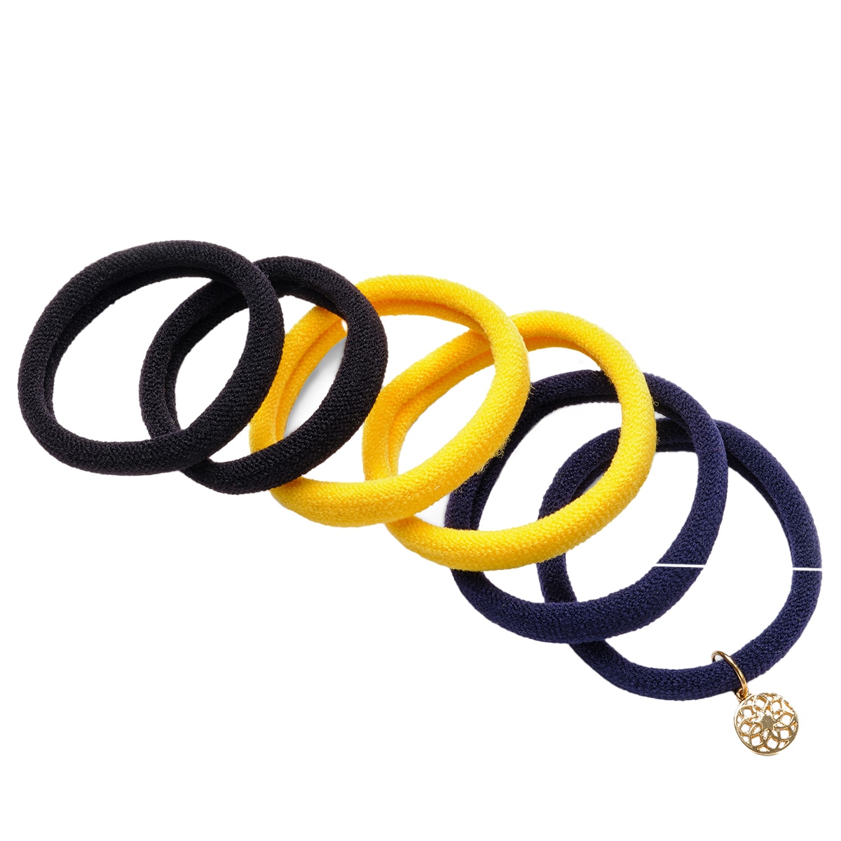 Hair band Yoga soft, 6 pcs, navy, yellow, black