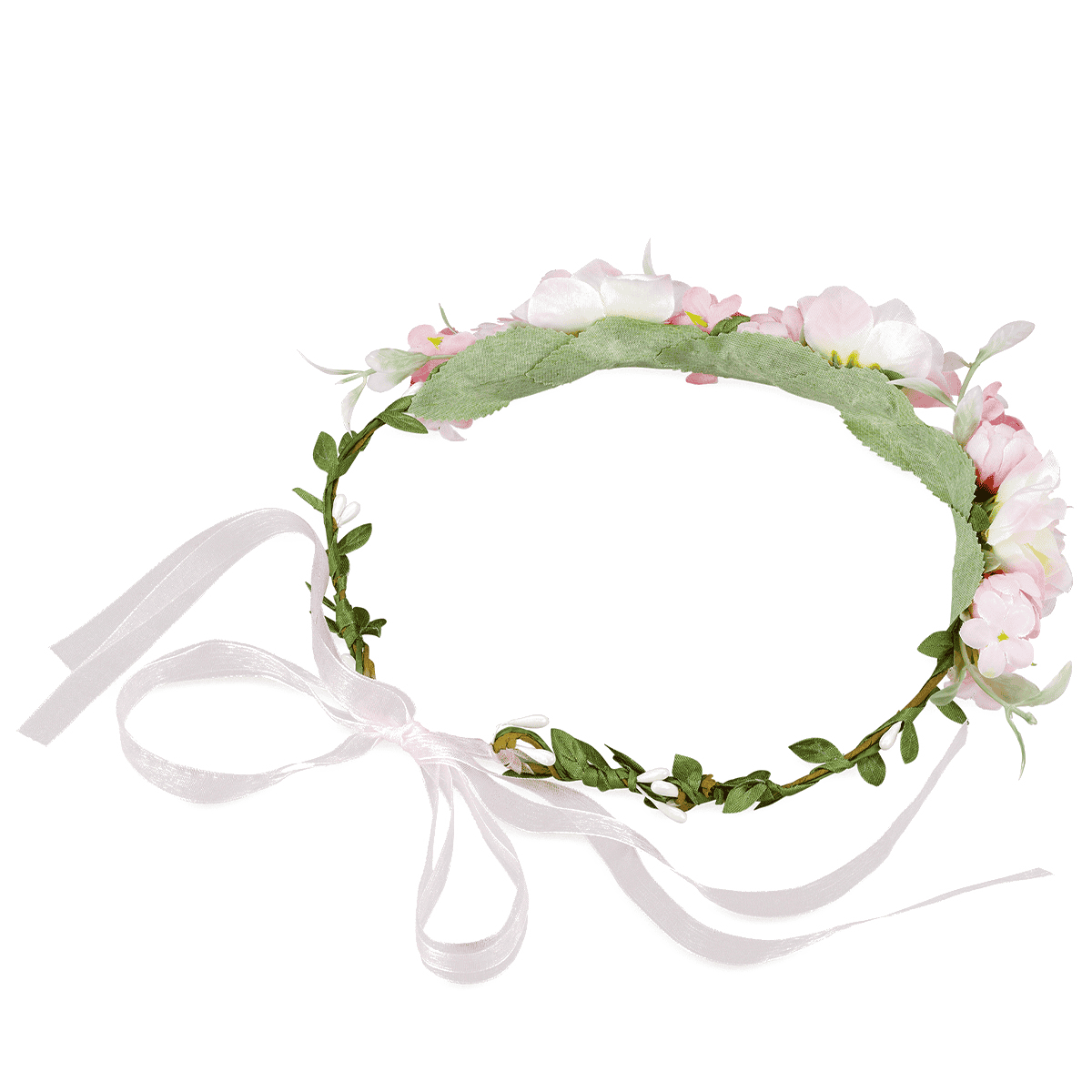 Flower wreath with ribbon for children, pink