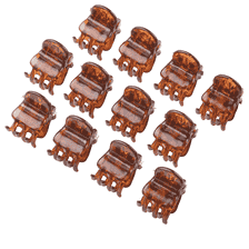 Mini Hair Clips, 1 cm, 12 pcs. - Havana