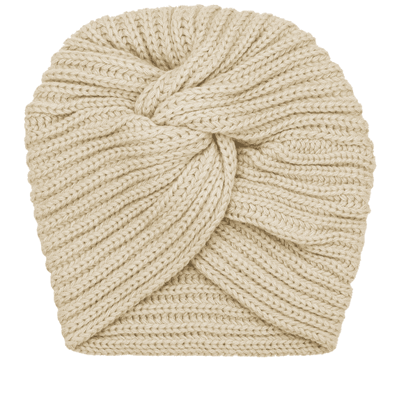 Knitted turban cap, beige