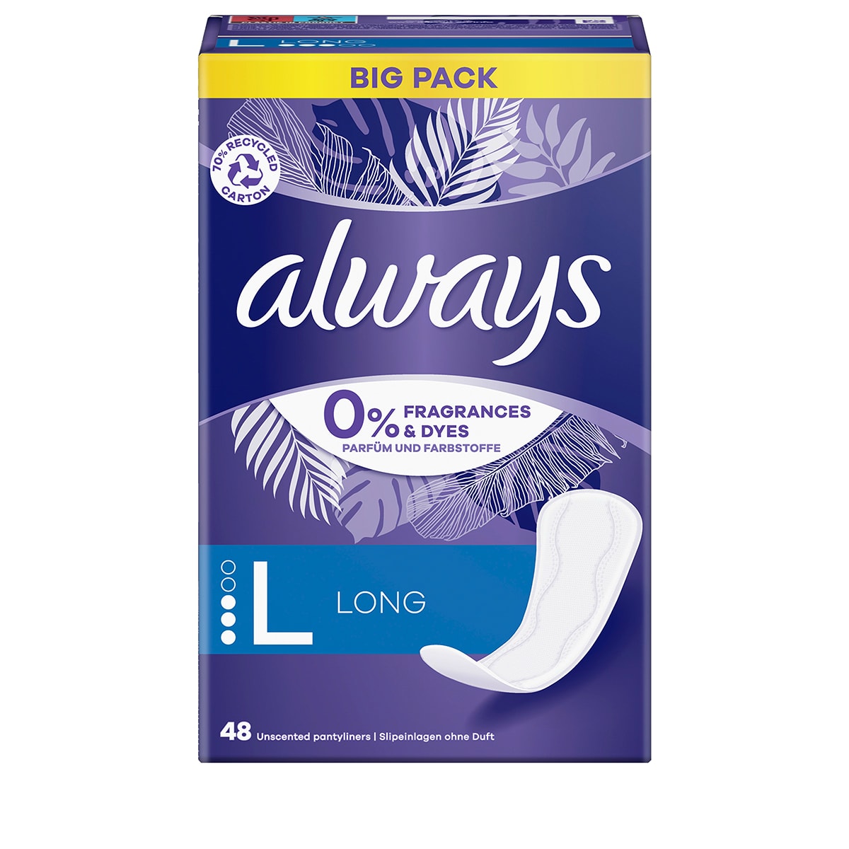 Slipeinlagen Long 0% Duft- & Farbstoffe Big Pack - 48 Stk.