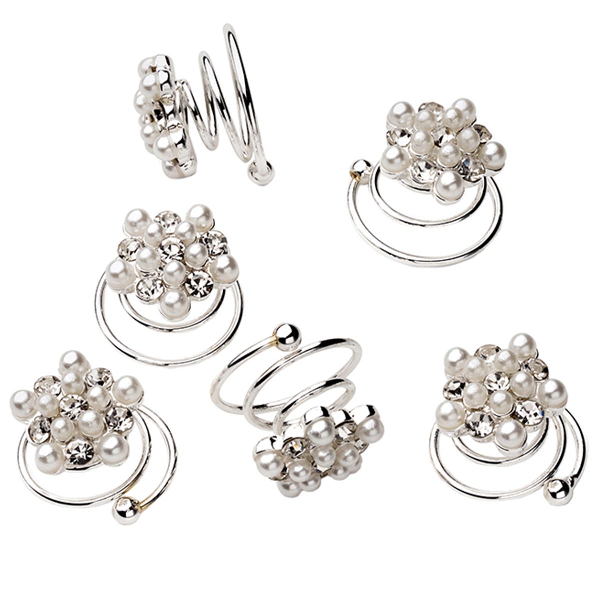 Riccioli con perle bianche e strass