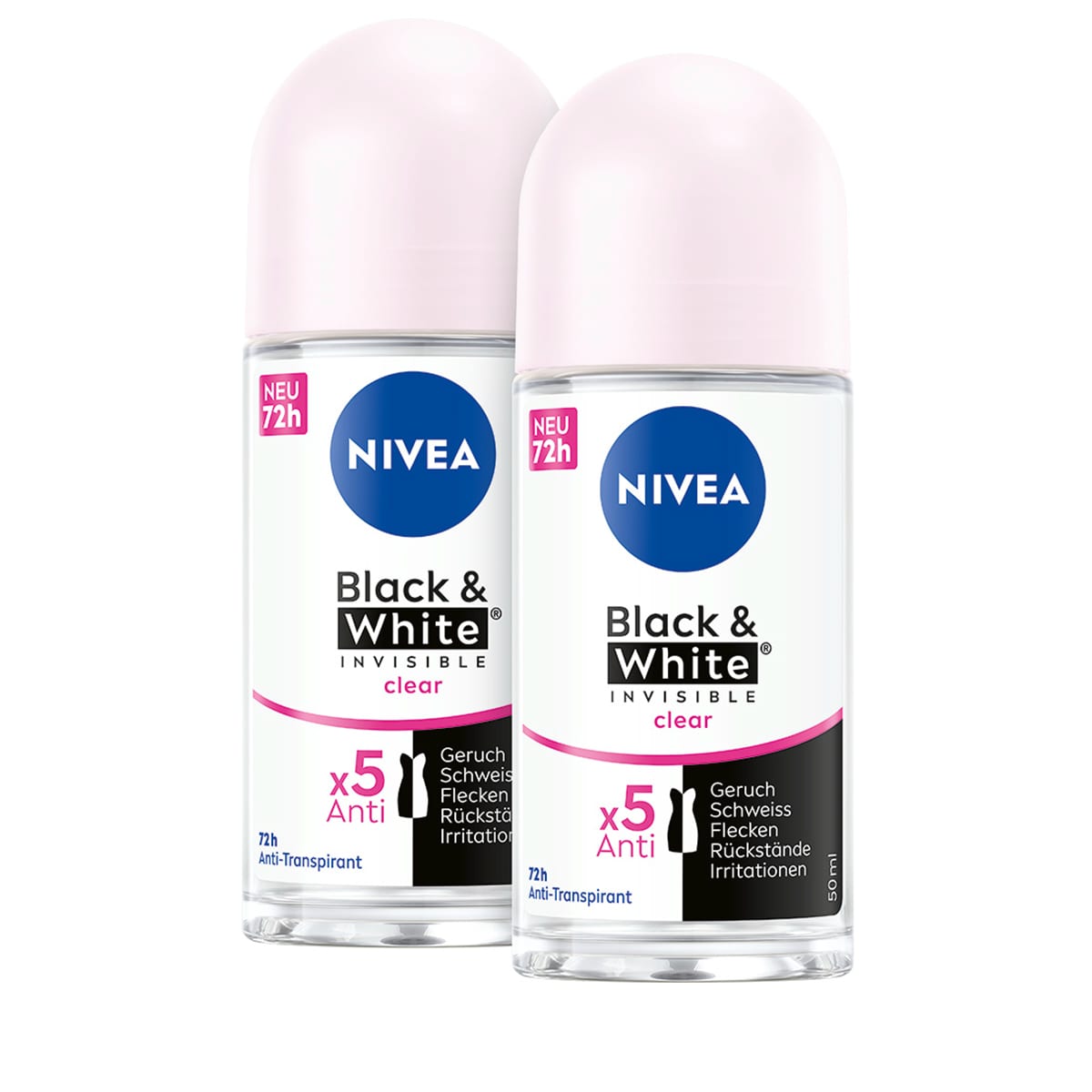 Deo Black & White Invisible Clear Roll-on Duo