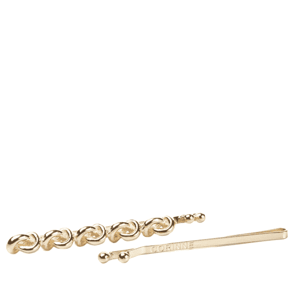 Hair Slider 5 Knots & Plain Gold (2 pcs.)