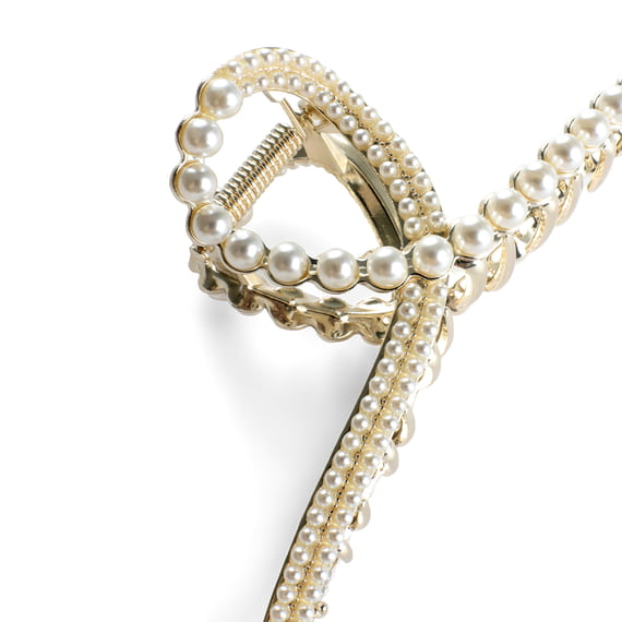 Pince Métallique Avec Perles - or