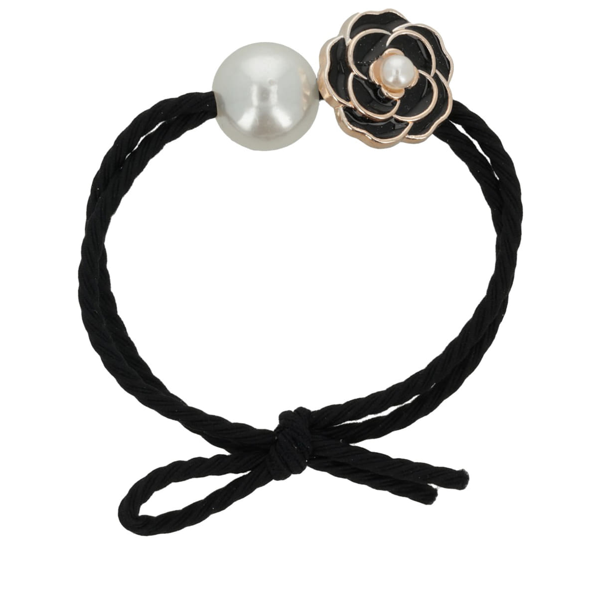 Hair Elastic Set With Decoration - Black