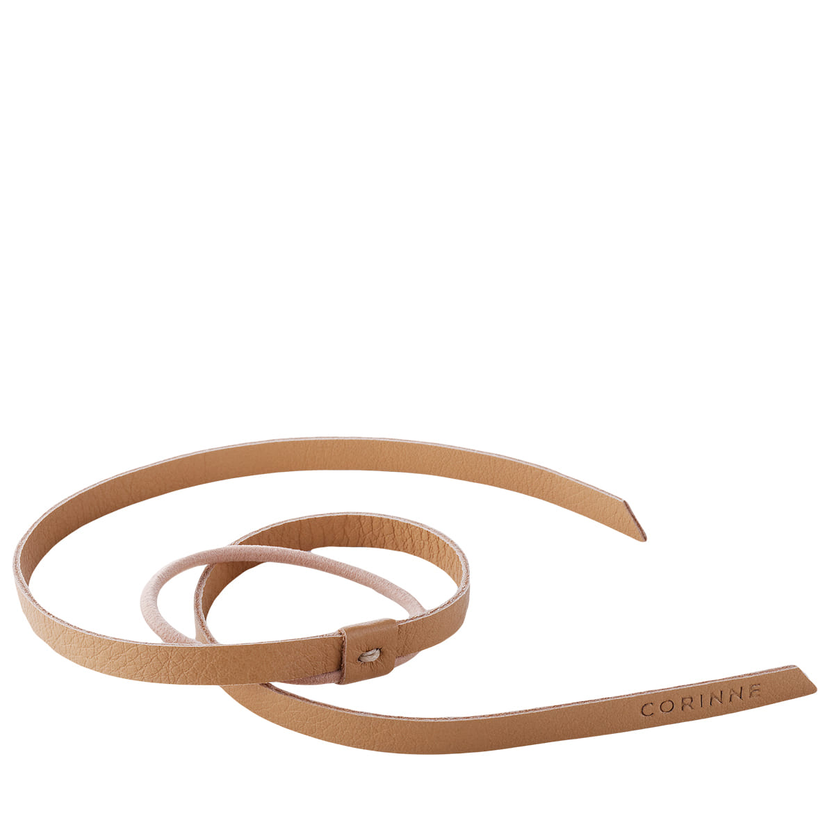 Leather Band Short Narrow Camel