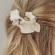 Leather Bow Small On Hair Clip White