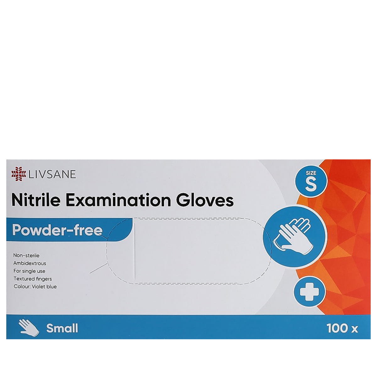 Gants d'examen en nitrile S sans poudre, 100 pcs.