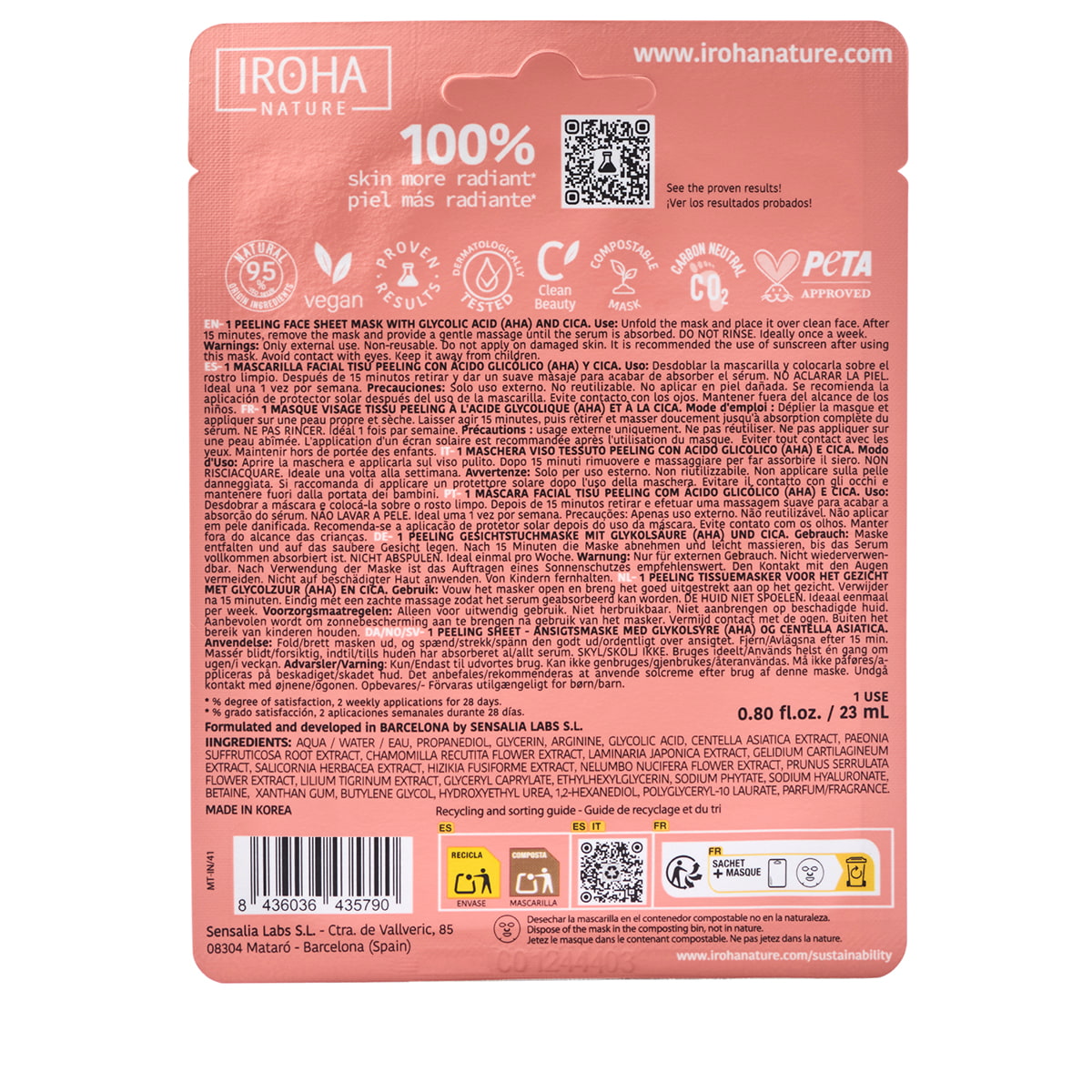 Peeling Face Sheet Mask with Glycolic Acid